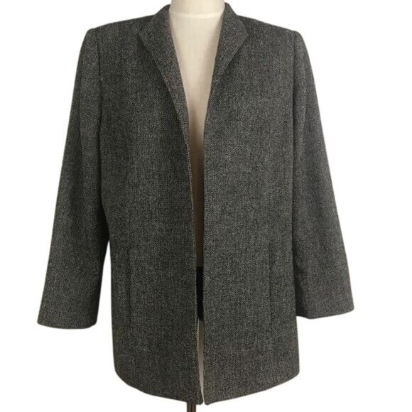 MARINA RINALDI Heather Gray Wool Cardigan Jacket Sz 23 US Medium - Picture 1 of 6